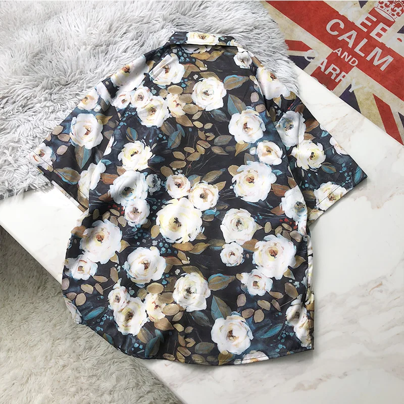 Vintage Print Shirts Men Kawaiian Style Casual Vacation Beach M-3XL Handsome Y2k Clothes Harajuku Summer Unisex Рубашки Fashion