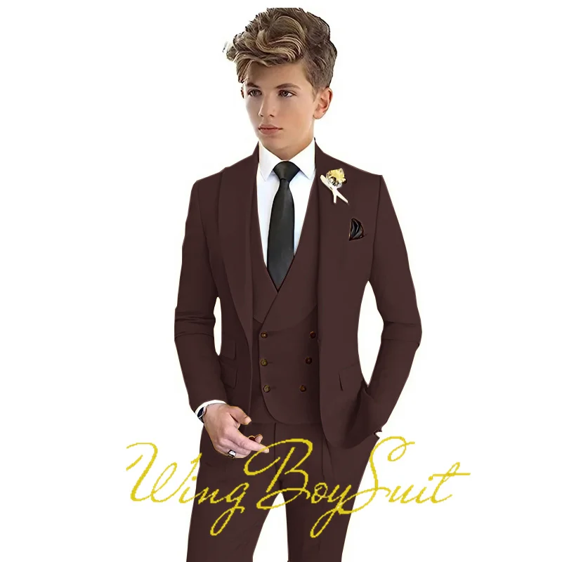 Formal Boys Suit Party Wedding Tuxedo Classic Design Kids Stage Jacket Pants Vest 3 Piece Set Teen Blazer