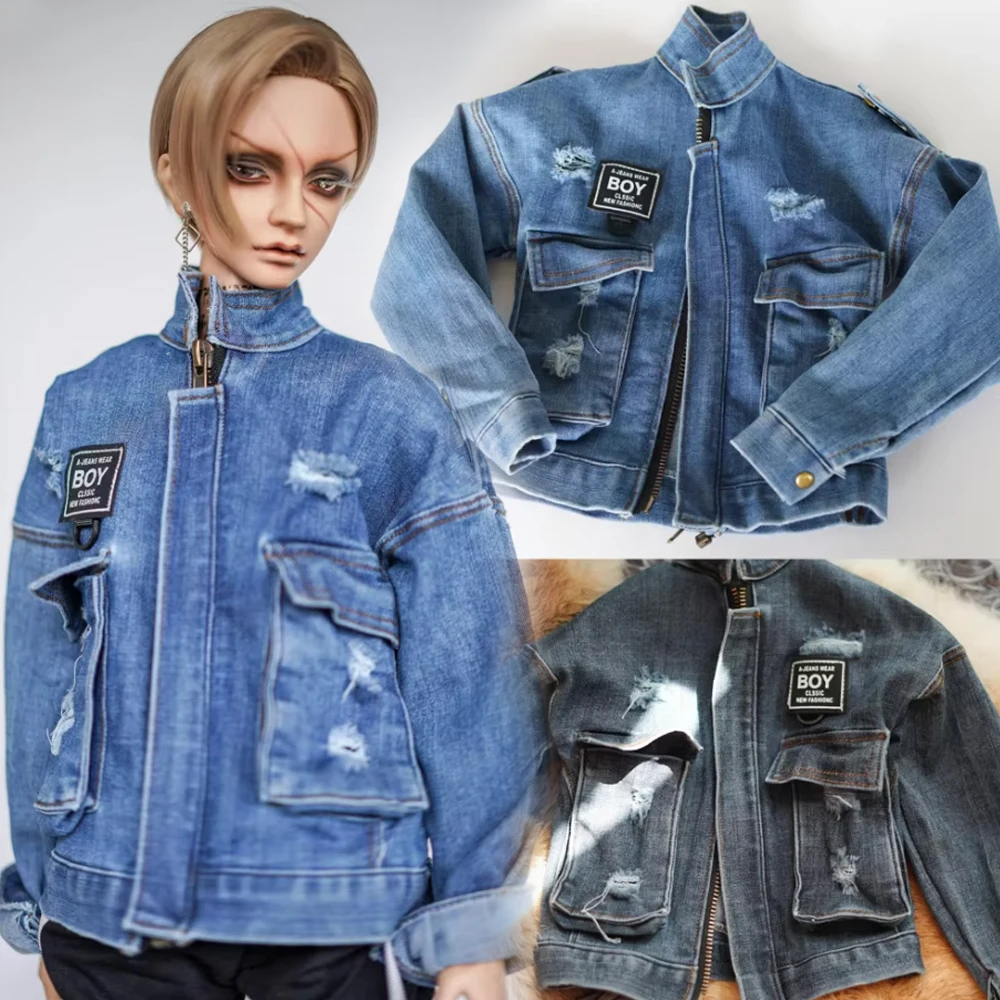 D09-P921 children toy BJD DD SD MSD  1/4 1/3 sd17 popo68 dd uncle 70 doll's clothes customized Denim jacket large pockets 1pcs