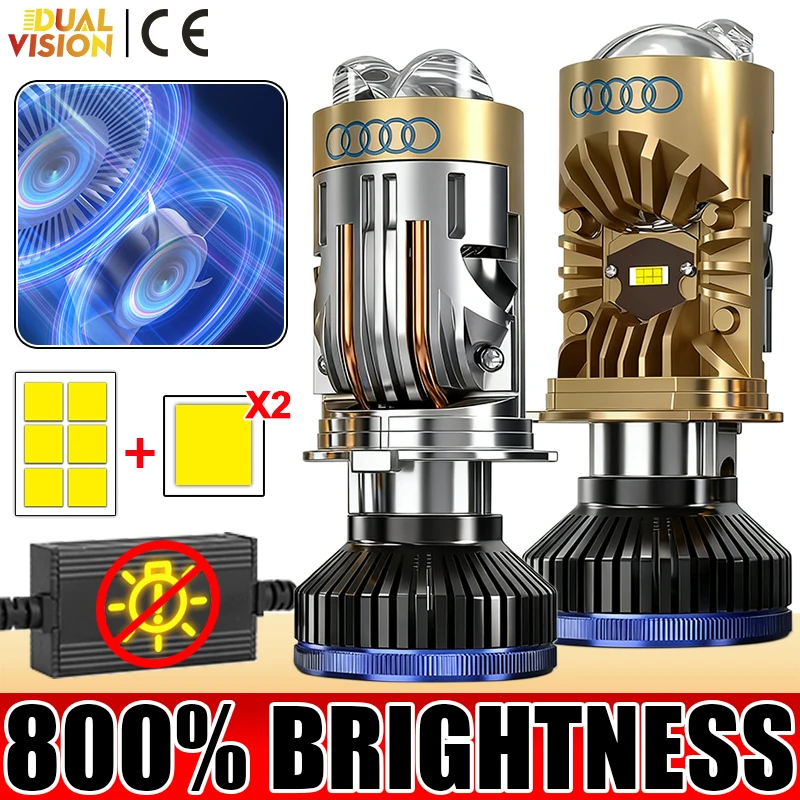 

6000K Bi LED H4 Линзы проектора Canbus Дальние ближние фары Автомобильные фары H4 Светодиодные авто мотоциклетные лампы Turbo Perfect Cut-off Line