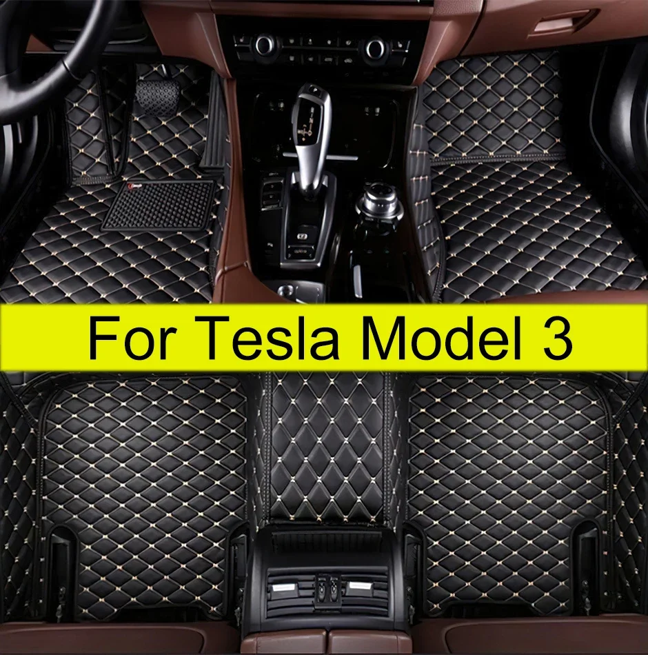 Auto Vloermatten Voor Tesla Model 3 2019 2020 2021 Custom Auto Voet Pads Auto Tapijt Cover Interieur Accessoires