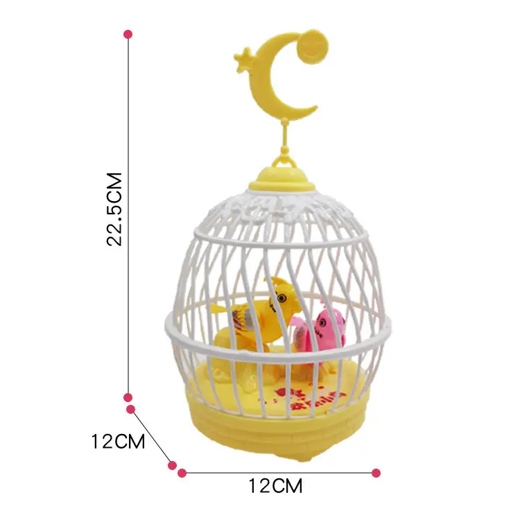 New Simulation Sound Control Bird Cage Fun Electric Sensor With Light Mini Bird Cage Creative Singing Birds Chirping Kids Toys