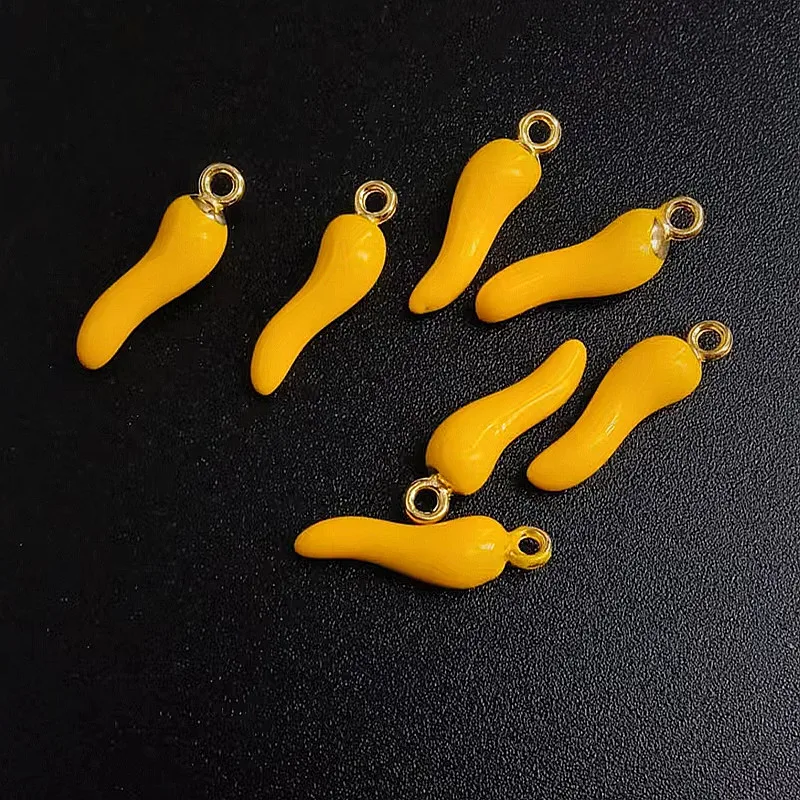 10pcs 20*5mm Chili Horn Charm Alloy Talisman DIY Jewelry Accessories Craft Lucky Pendant Making Vegetabal Charms