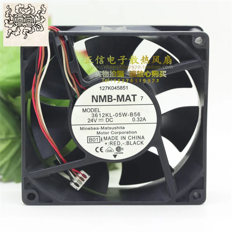 

Ventilador de refrigeración Original 3612KL-05W-B56 24V 0.32A 9032 9CM, convertidor de cuatro cables