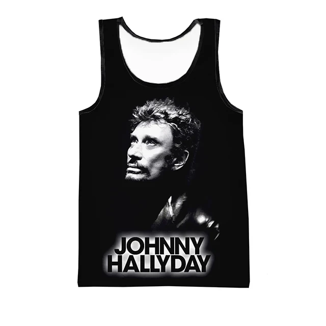 Newest Hot Singer Johnny Hallyday Print Tank Top 3D Men's Sleeveless Vest Fashion Hip Hop Trendy Top Summer Oversized Streetwear