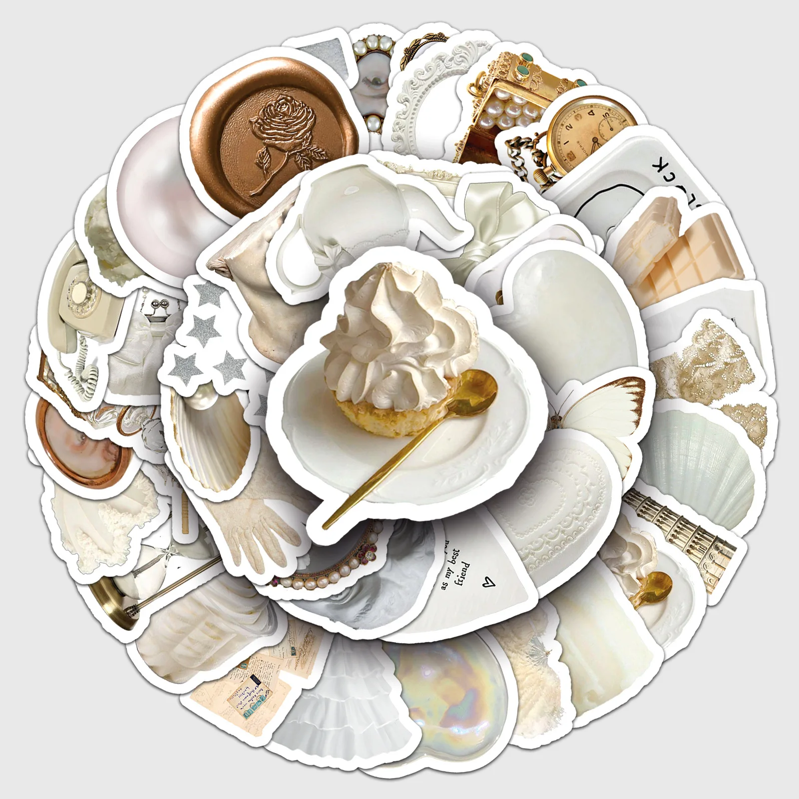 

50PCS White Aesthetic Stickers, Ins Style Cute Decor for Journals, Suitcase, Guitar & Skateboard