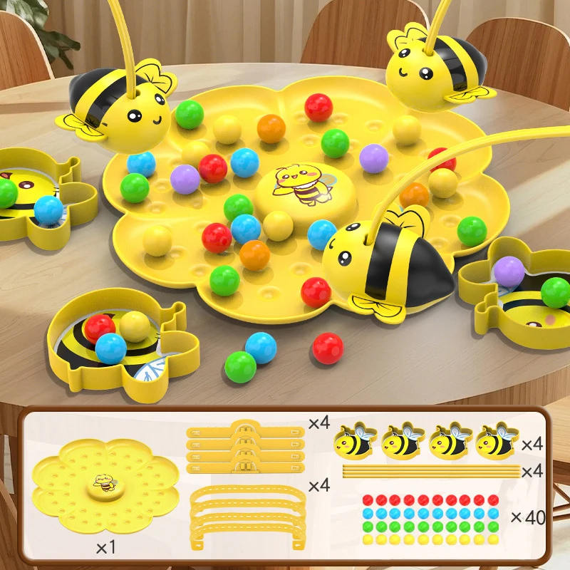 Magnetic Board Games Bumble Bee Toy Montessori Sorting Puzzle Table Game Fishing Toys Interactive Family Games for Kids Adults
