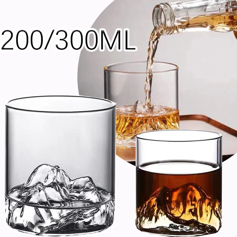 

4pcs Japanese Mountain Whiskey Glass,200/300ML Transparent Beer Water Cup for Bar Party,Multipurpose Coffee Cup Glassware