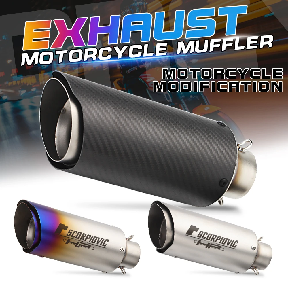 51mm Escape Moto Tube Motorcycle Exhaust Muffler For ZX25R ZX4R MT09 S1000RR ADV350 R3 MT03 C13