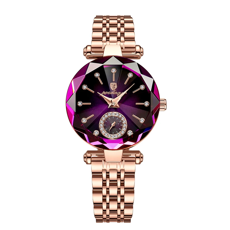 POEDAGAR-reloj de cuarzo fino de acero inoxidable para mujer, accesorio de marca de lujo con diamantes brillantes, color oro rosa, resistente al agua