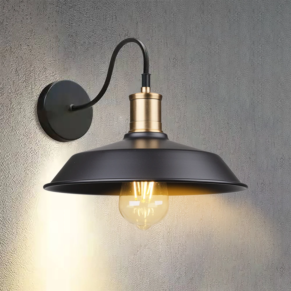 Black Wall Sconces Lighting Gooseneck Industrial Barn Lights Vintage Farmhouse Wall Lamp E27