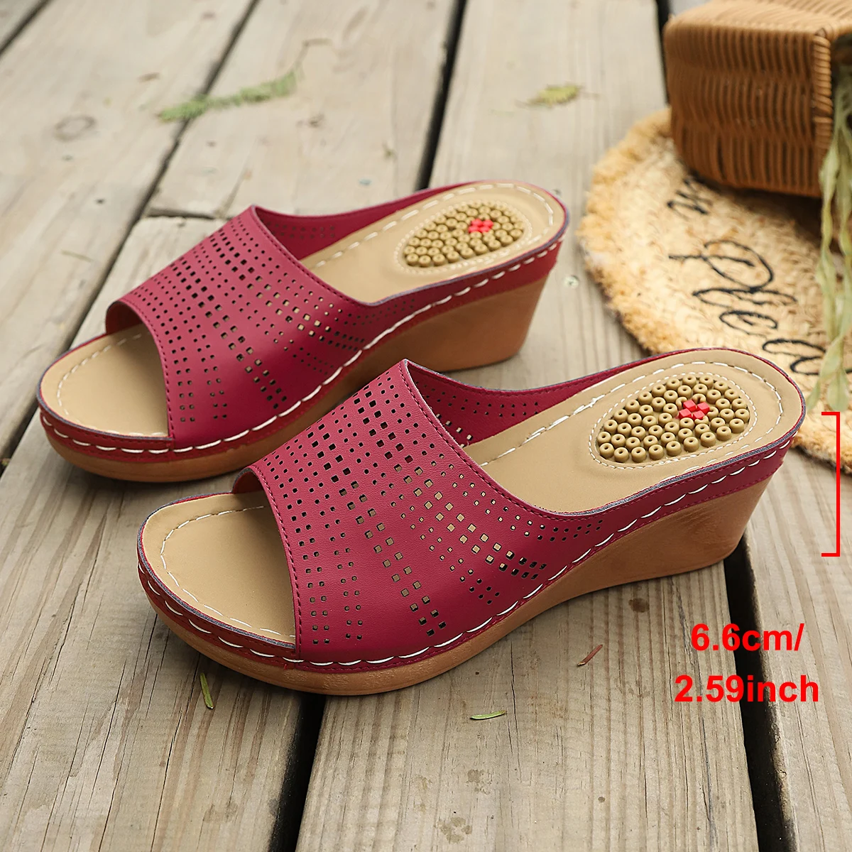 

Womens Sale Women Shoes Thick Soled Wedge Slippers Fashionable One Foot Bohemian Beach Wedge Sandals Zapatos De Mujer