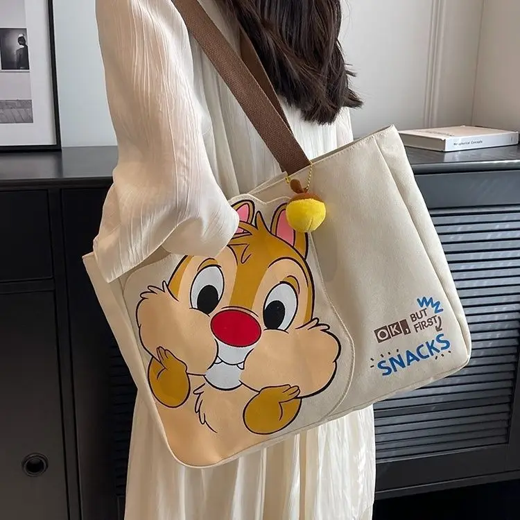 Disney Canvas Bag Girls large capacity bag summer new cartoon Crossbody Bags carrying mommy single shoulder Tote bag