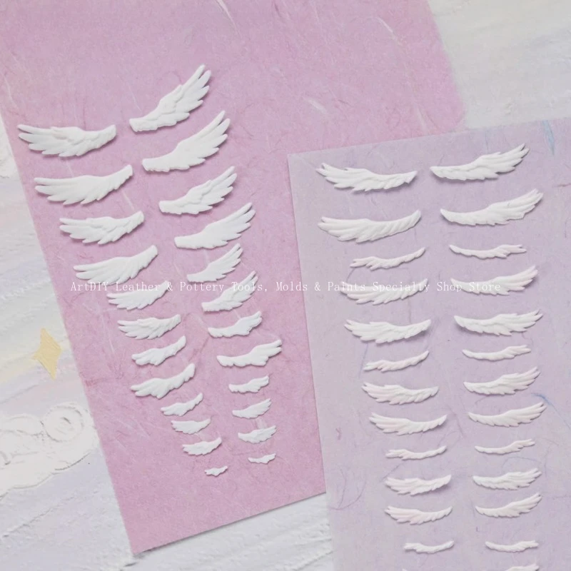 Wing Silicone Mold/Handmade DIY Ultra-light Clay Stone Sculpture Soft Pottery Cartoon Figure Feather Doll Wing Mold