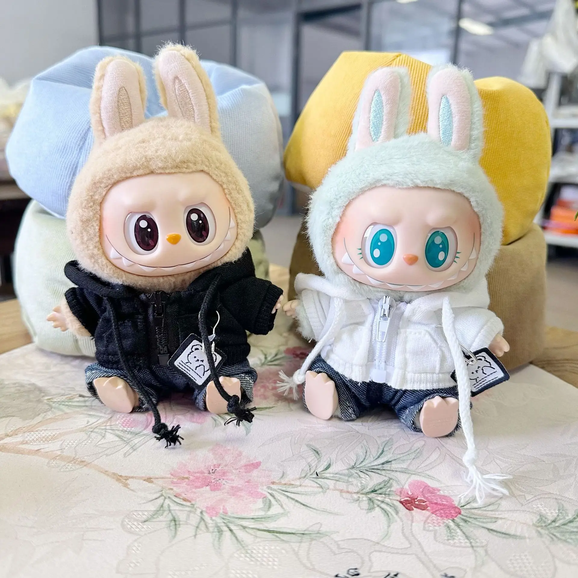 

17cm Labubu I II Idol Dolls Handsome Hooded Sweatshirt Korea Kpop Exo Idol Dolls Clothing Cute Mini Plush Doll'S Clothes