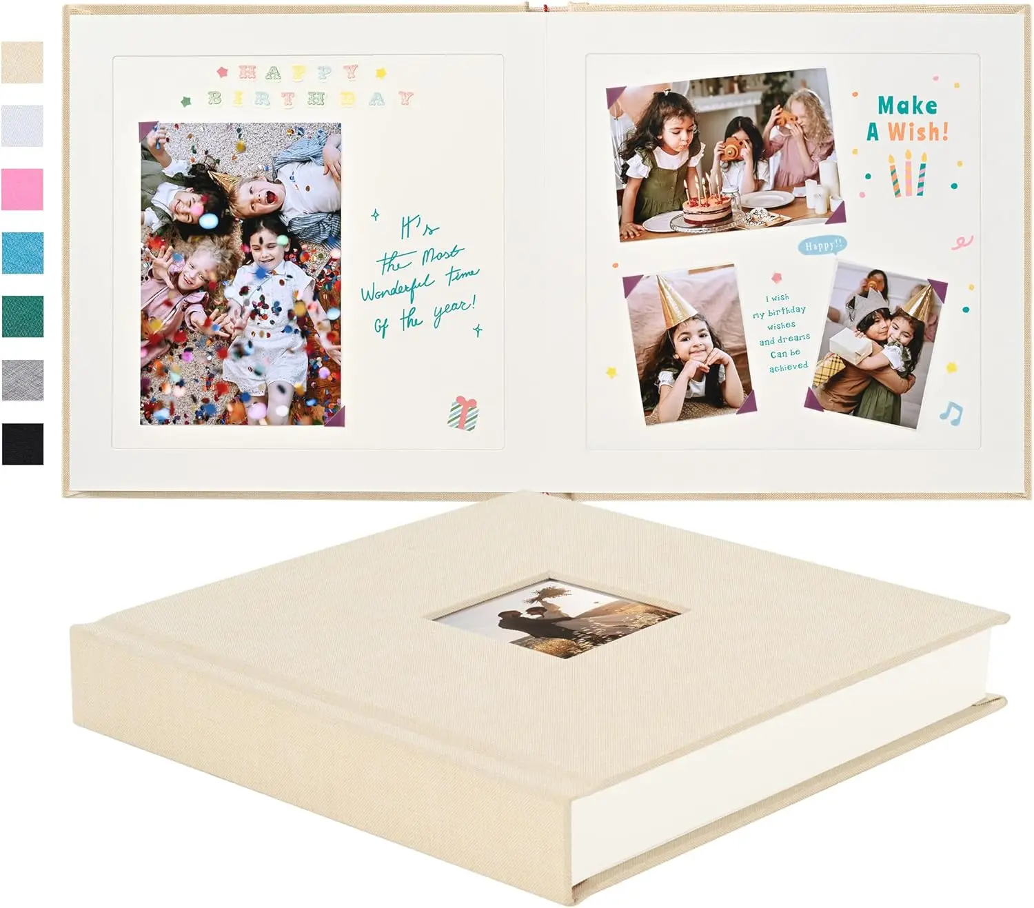 

8 x 8 Inch DIY Scrapbook Album 40 Pages Linen Hardcover Kraft White Paper Scrap Book Photo Albums Memory Book for Baby W