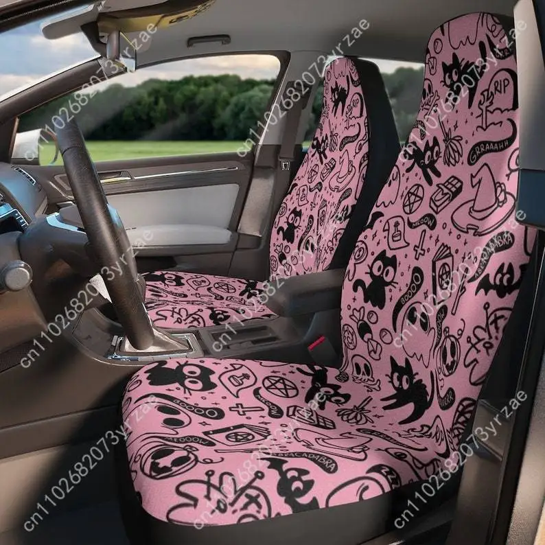 

Pink Spooky Cute Car Seat Covers Universal Environmentally Friendly Interior Decorations Comfortable Breathable Car Seat Covers