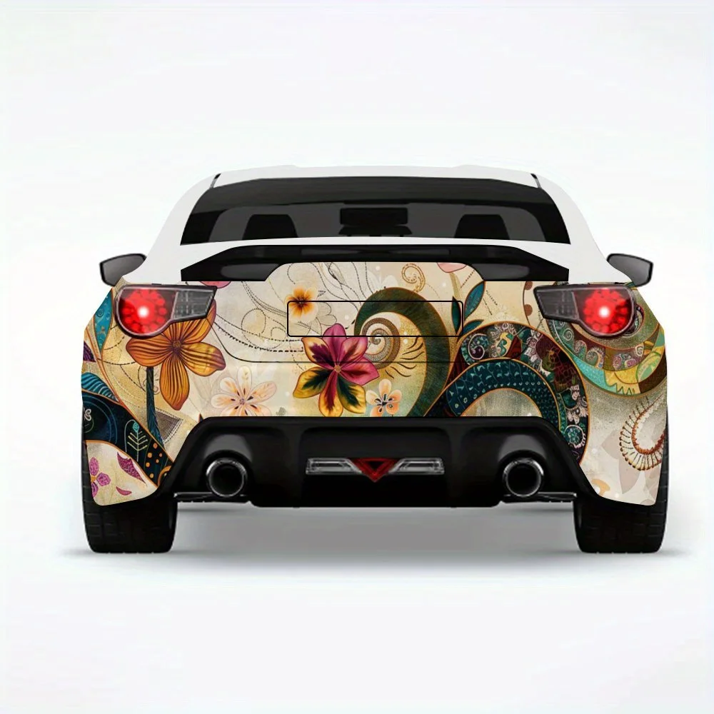 

Винтажная автомобильная наклейка с цветочным узором, виниловая наклейка на заднюю часть автомобиля, водонепроницаемые самоклеящиеся виниловые наклейки для хвоста автомобиля и бампера