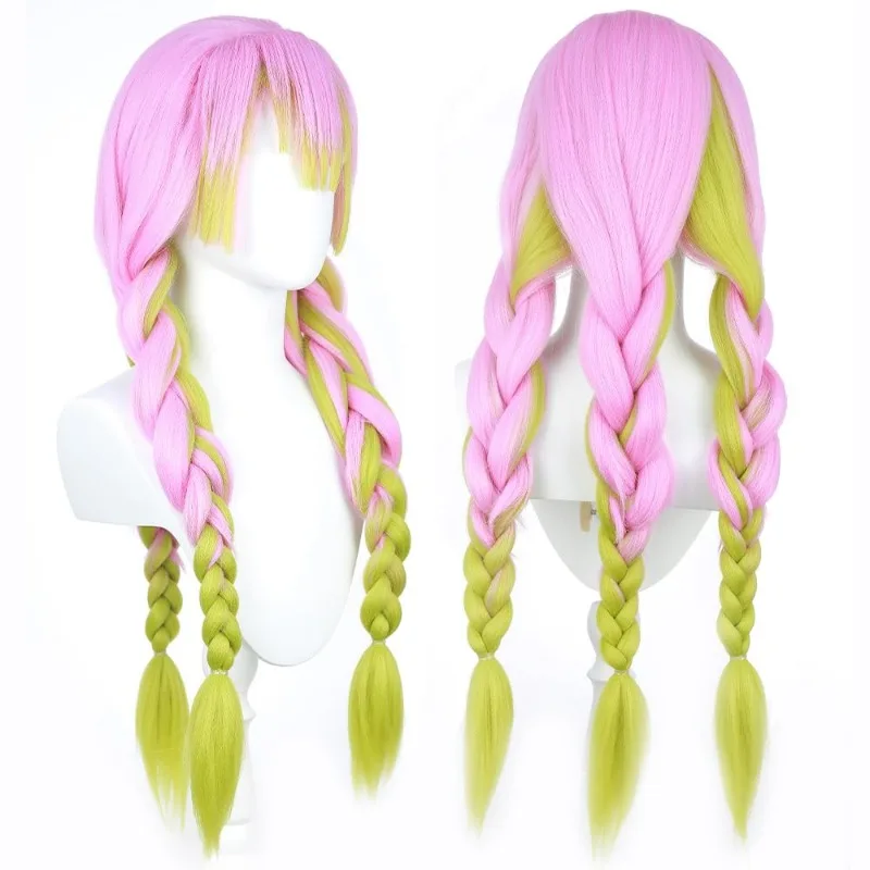 Парик Канродзи Мицури, зеленый, розовый, омбре, персонажи убийцы демонов, игра в аниме, косплей, термостойкие парики, костюм на Хэллоуин, вечерние