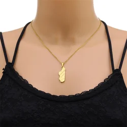 European and American Stainless Steel Madagascar Map Pendant Necklace