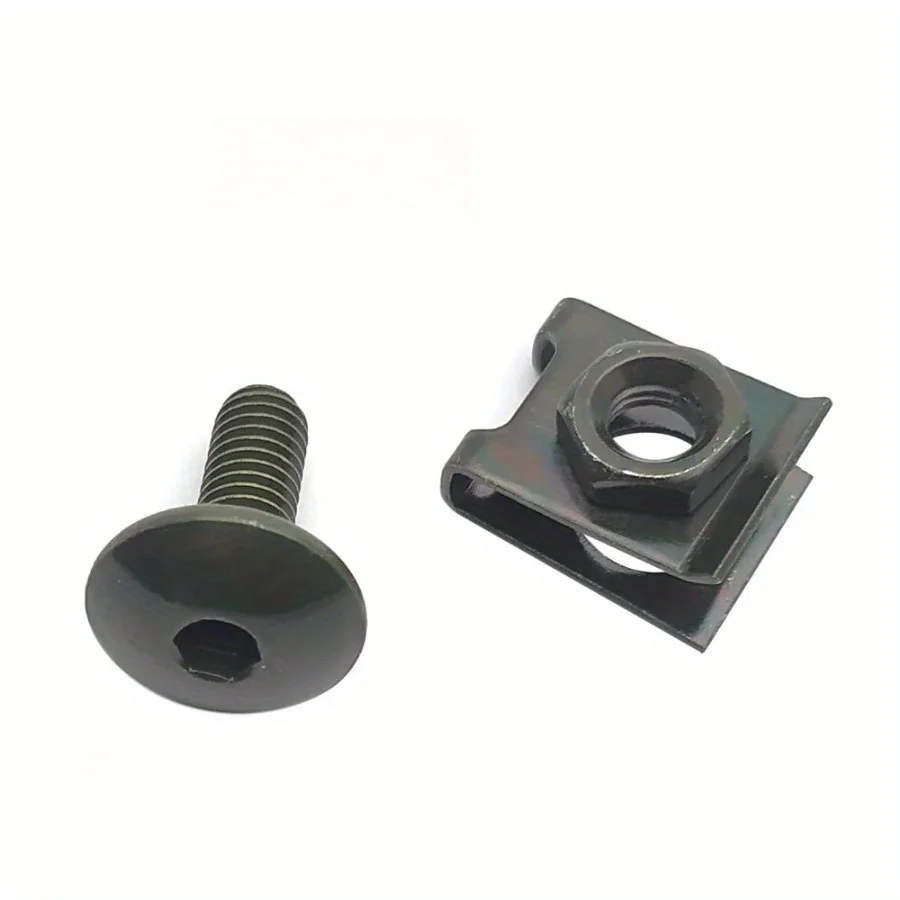 Garde-boue de capot de voiture, 15 pièces, plaque d'immatriculation de pare-chocs, attaches en forme de U avec trou de vis M6 en acier au carbone