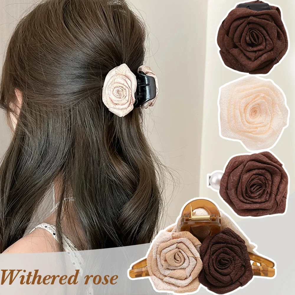 2024 New Vintage Coffee Color Hair Clip Women\'s High-end Feel Shark Clip Hair Accessory Handmade Premium Quality Fashion Hairpin