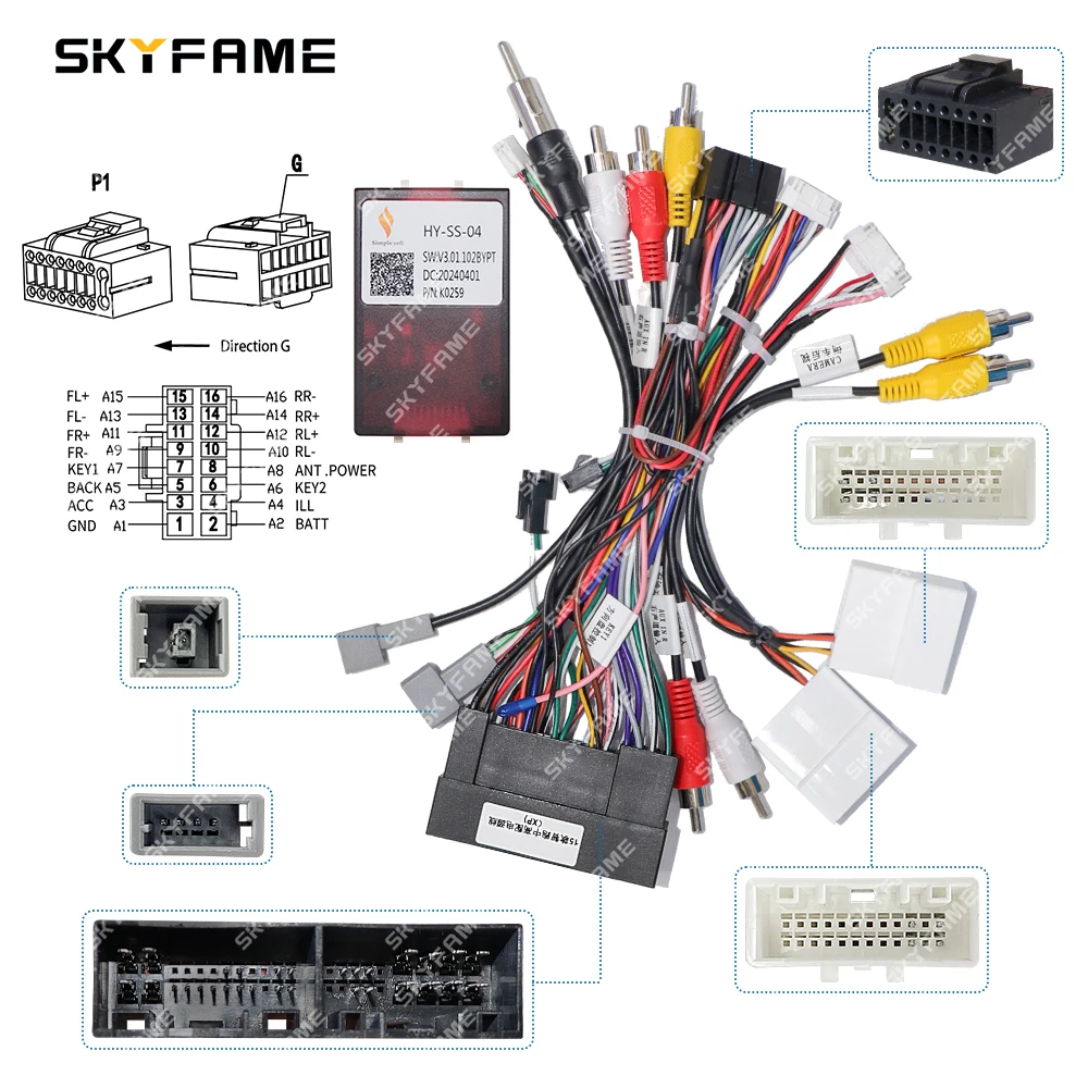 SKYFAME Car 16pin Wiring Harness Adapter Canbus Box Decoder Power Cable For Hyundai ix45 Kia Sportage K3 Sorento Cerato