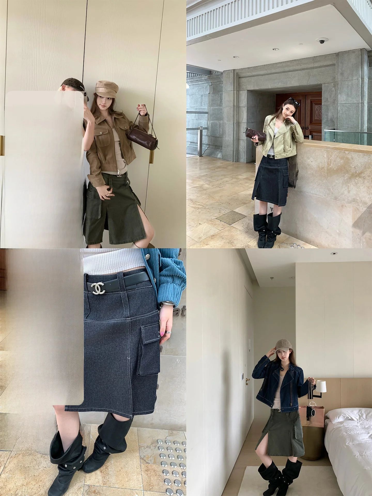 

Fashionable Washed Denim Skirt Women's Split Workwear Casual Low Waist H-Shape Skirt by Bankelili