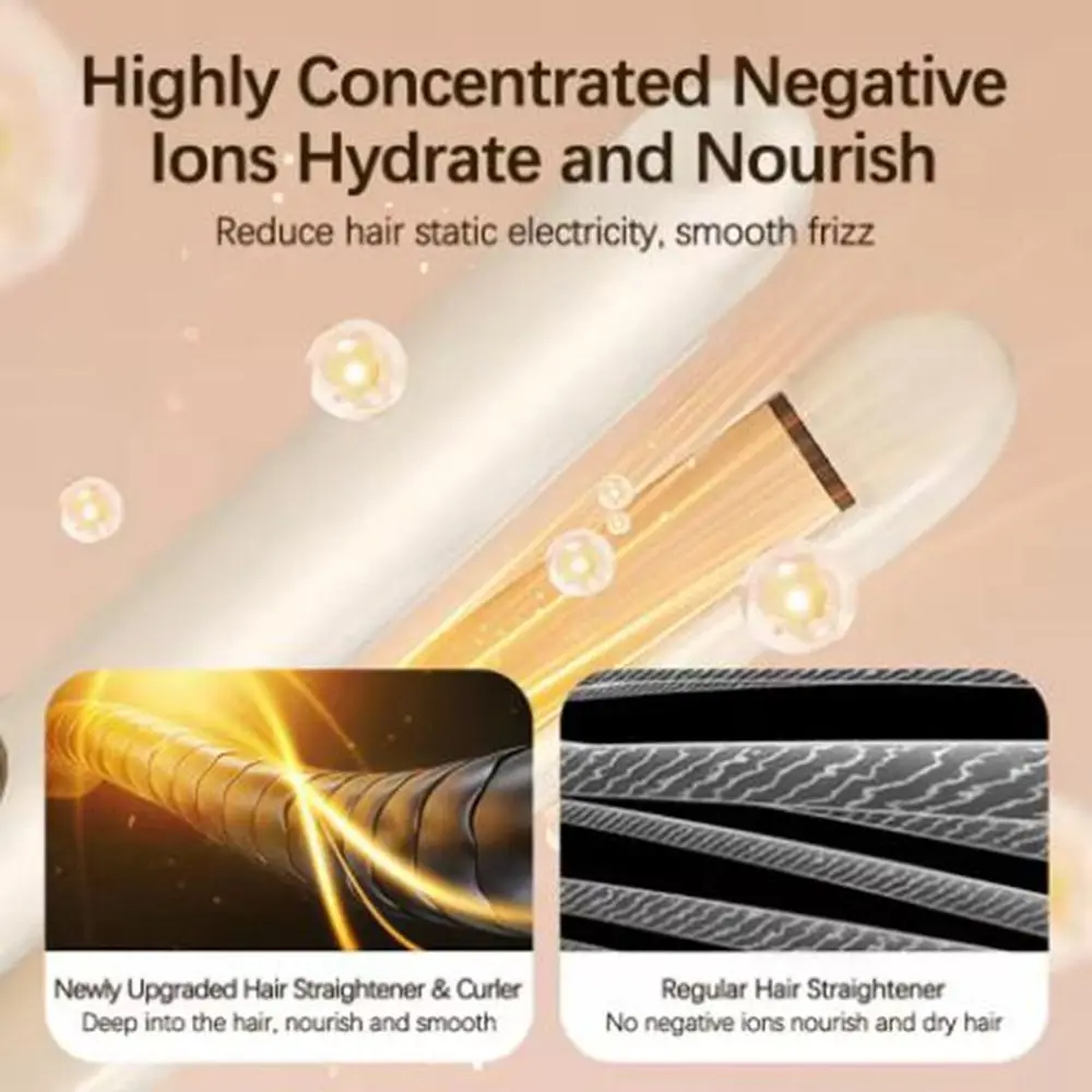 

Ceramic Plates Negative Ion Straightener 12 Level Temperature Control Damage Free Electric Hair Straightener Dual Use