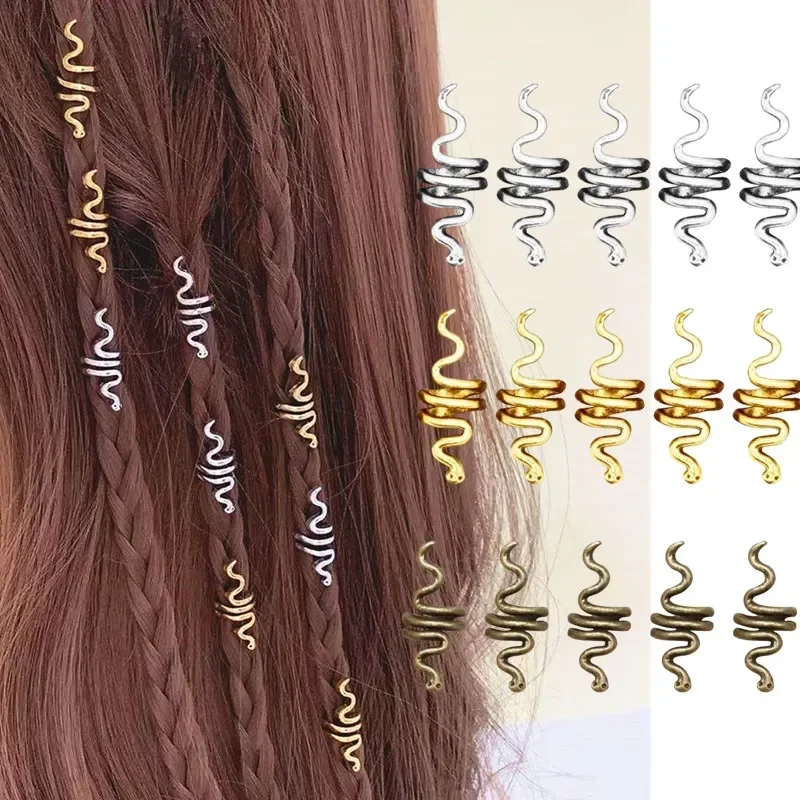 5Pcs Hair Beads Vintage Women Girl Hairpin Hair Clips Viking Spiral Charms Beads For Hair Braids Beard Accessories