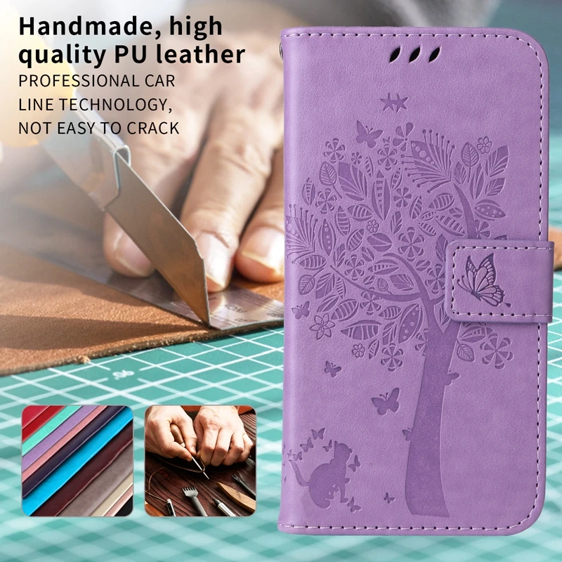 Wallet Flip Leather Tree Embossing Case For Huawei P40 P30 Lite P20 Pro Honor X9 X8 X7 X7a X8a X9a Magic5 Lite 50 Lite 10 Lite