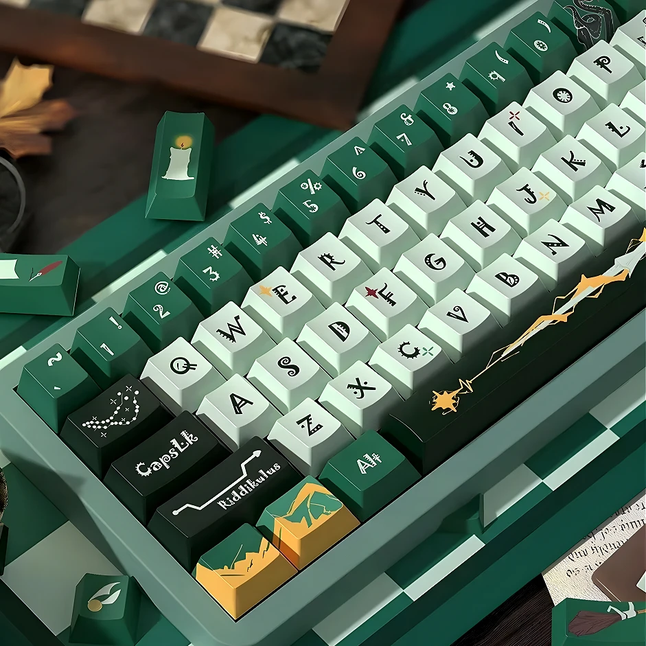 

Green Keycaps Slytherin Theme 138 Keys MDA/Cherry PBT Thermal Sublimation for MX Switch Gaming Mechanical Keycaps