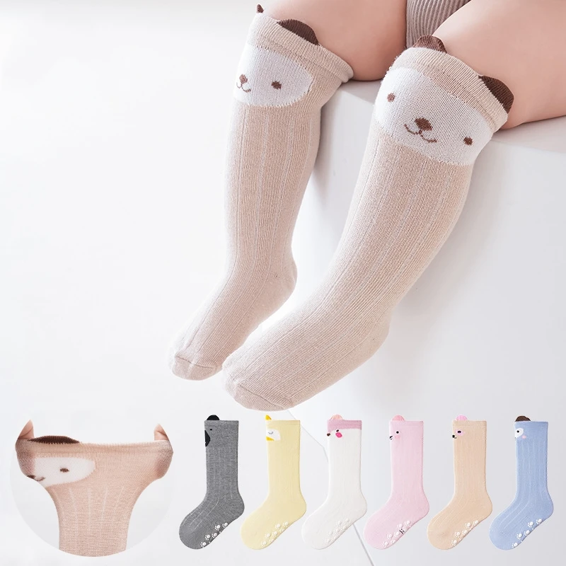 Spring Autumn Children Baby Girls Boys Cotton Knee High Socks Home Sport Trampoline Socks Kids Toddler Floor Non-slip Stockings