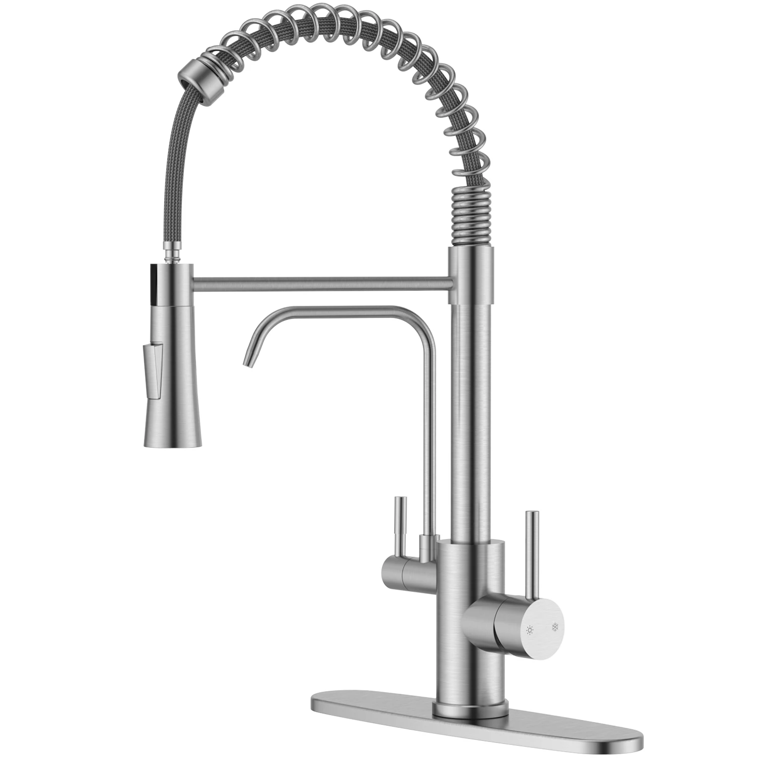 APPASO Kitchen Faucet with Drinking Water Faucet, 3 in 1 Pull Down Faucet with Purfied Water Faucet, 20 Inches High Arc Kitchen Water Filter Faucet, Brushed Nickel (Without Filtration Device)