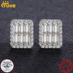 Top Quality 100% Square 925 Silver Earrings Fashion Classic VVS1 Baguette Moissanite Moissanite Earring For Women Jewelry