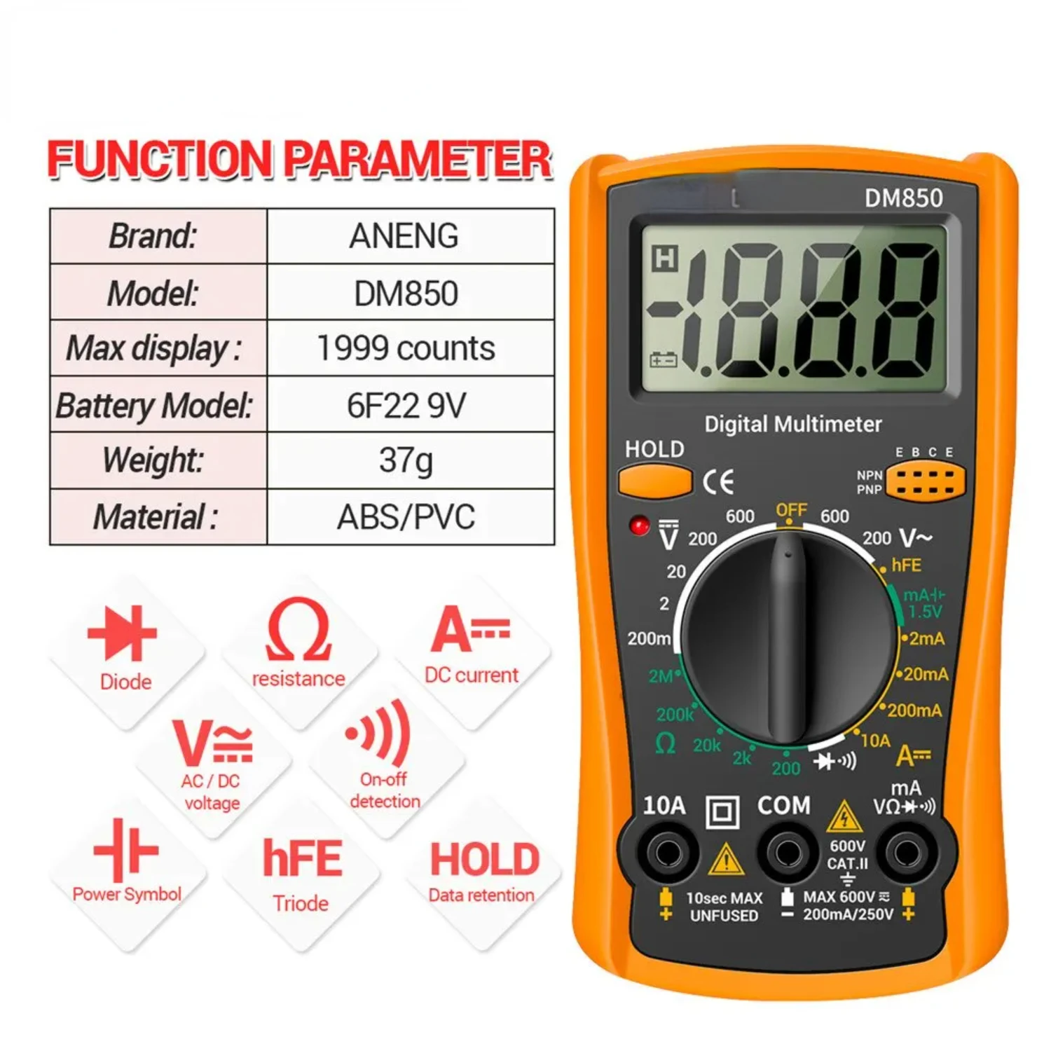 High-Quality, Accurate, and Reliable Professional Digital Multimeter DM850 - Advanced Electric Tools for Precise Measurements of