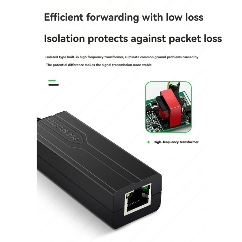 48V To 5V POE Splitter Adapter Active Adaptive Separator Isolated Injector DC 5.5X2.1Mm Port For 100M Camera