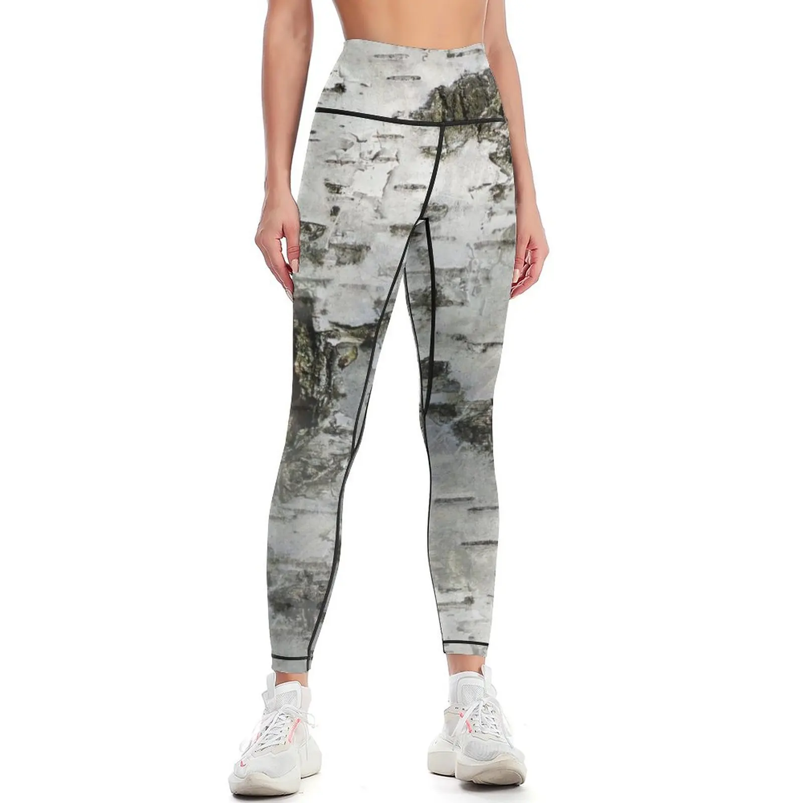 

Birch Bark Wood Log - Tree Bark Leggings gym top Fitness's gym clothes Women's high waist Women's push up Womens Leggings