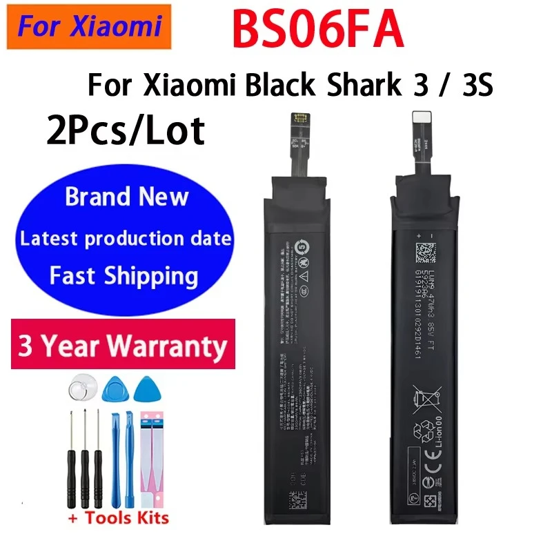 2pcs BS06FA Battery High Quality 2x2360mAh BlackShark For Xiaomi Black Shark 3 3S Shark3 Phone Batteries Bateria Batterij+Tools