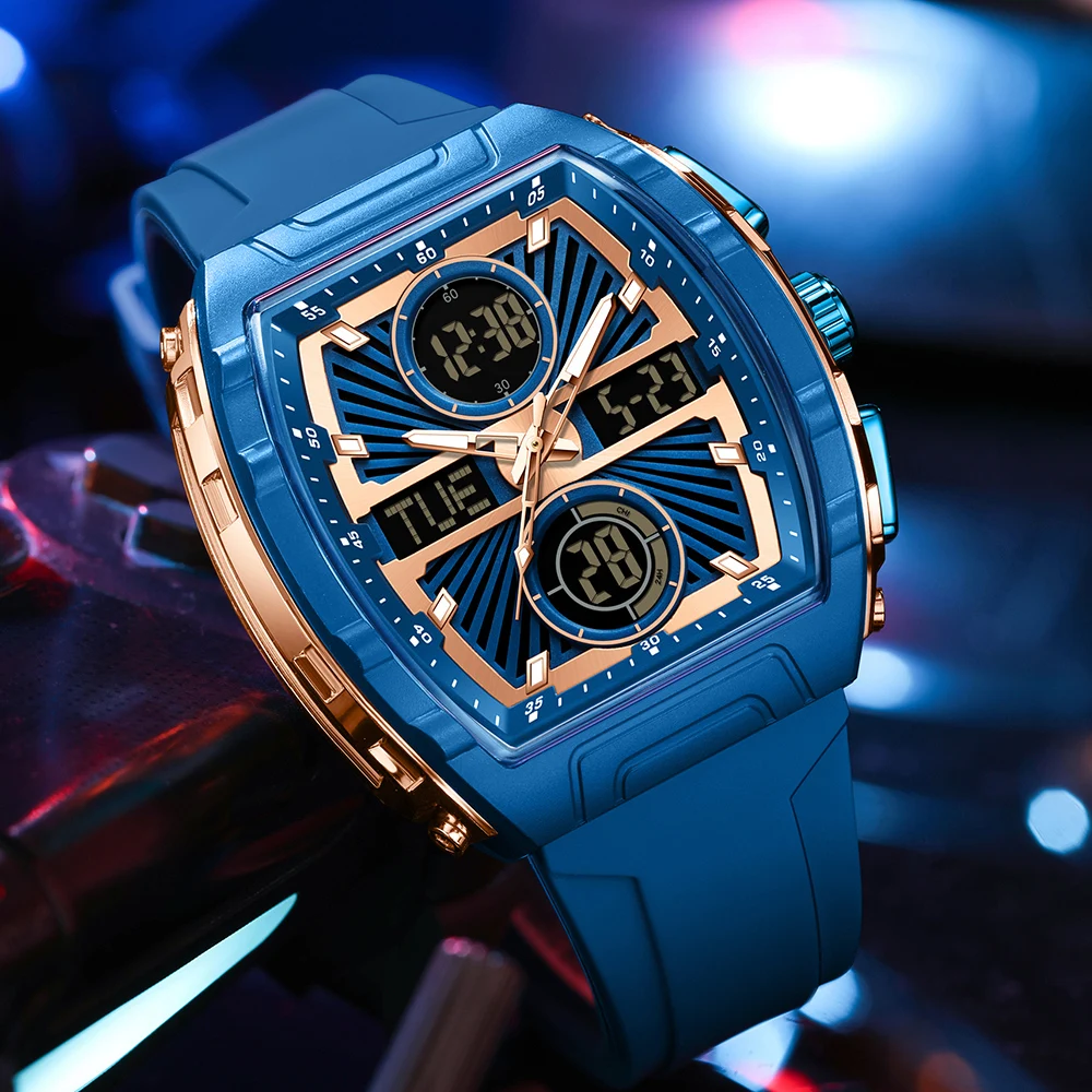 SANDA العلامة التجارية المزدوج عرض ساعة اليد الرجال الرقمية مقاوم للماء ساعة مضيئة للرجل موضة الرياضة ساعة تنبيه الساعات الذكور #2