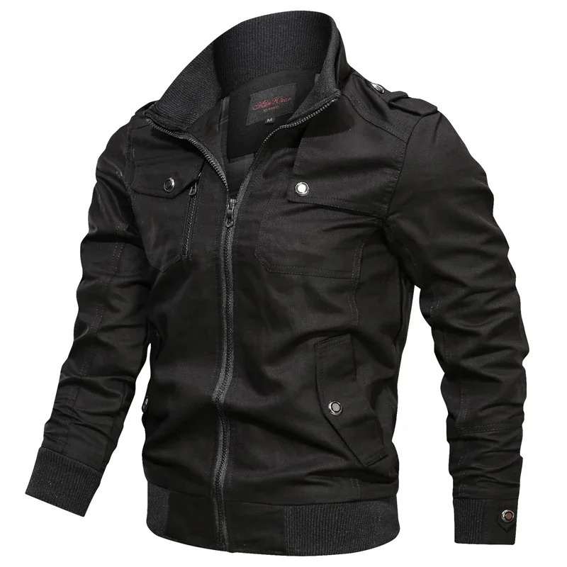 Cross-Border Style Washable Cotton Casual Zipper Pocket Stand Collar Plus Size Jacket Macho Style Thin Top Men’s Comfortable