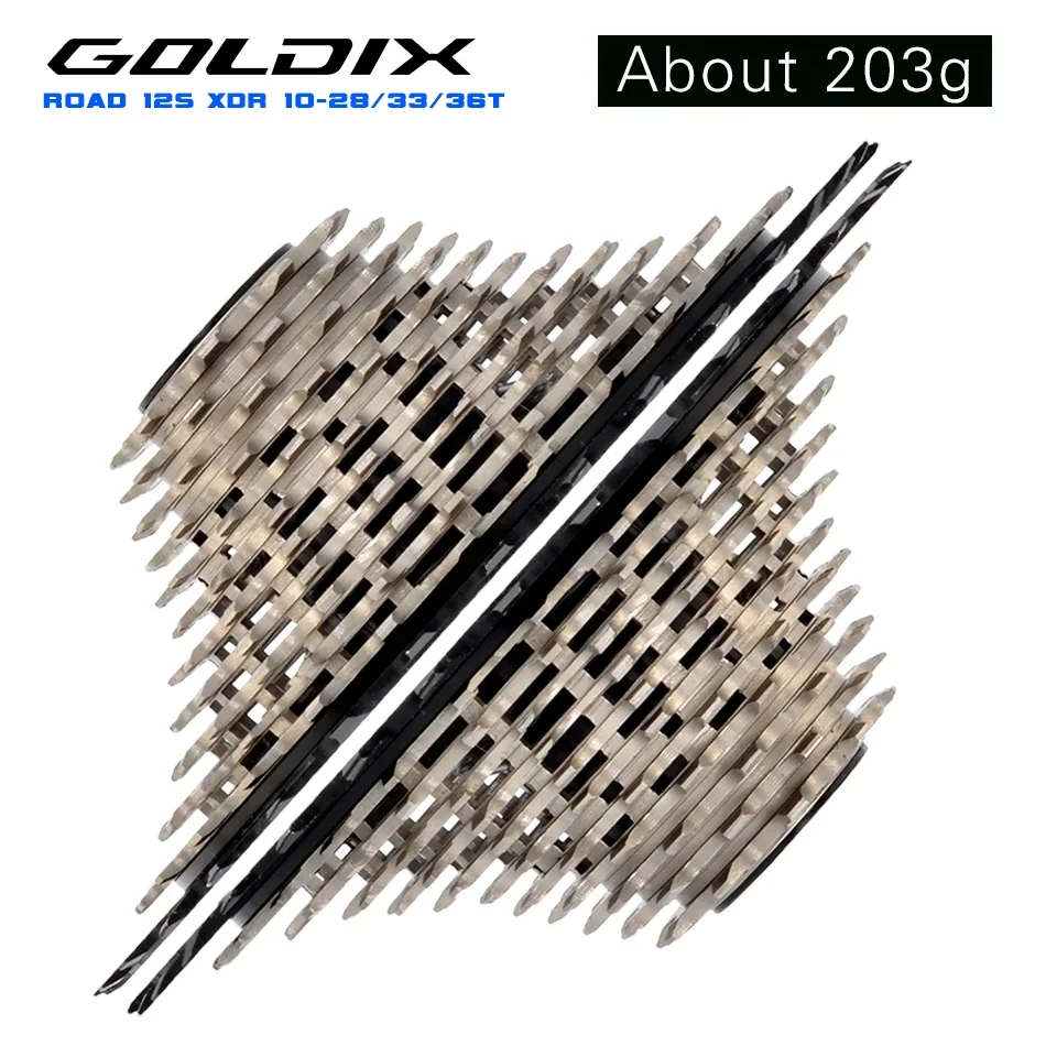 GOLDIX Ultralight XDR Bicycle Freewheel 10T-28T/10T-33T/10T-36T CNC Hollowout 12 Speed Bicycle Cassette for Road Bike and Gravel