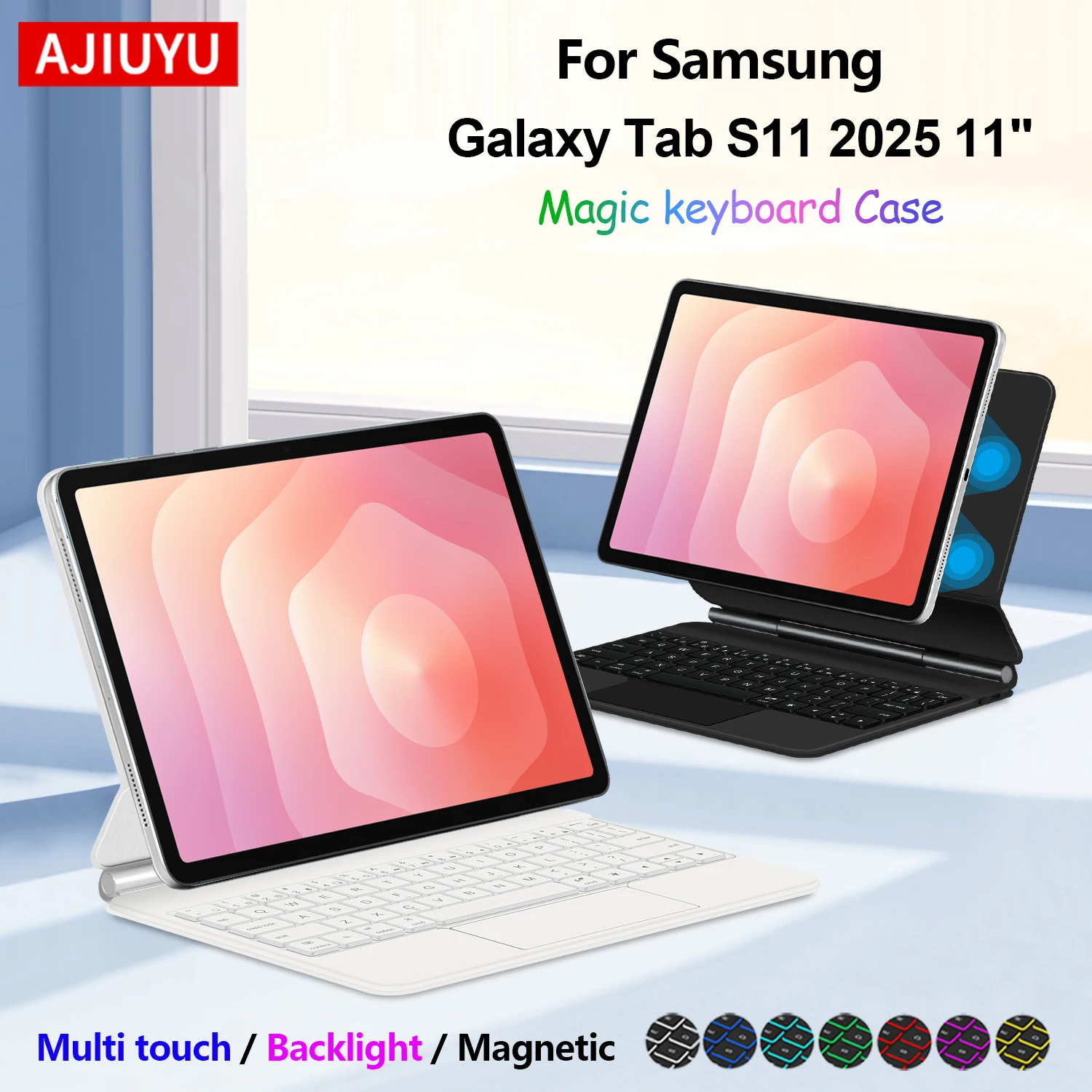 

AJIUYU Magic Backlight Keyboard Folio для Samsung Galaxy Tab S11 2025 11 дюймов SM-X730 SM-X736 Smart Magnetic Cover Case TouchPad