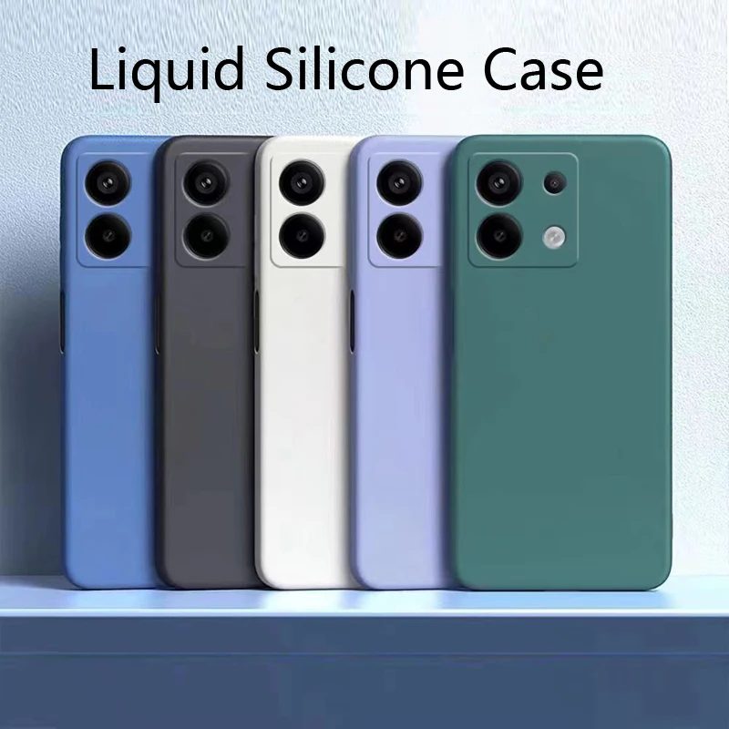 Original Shockproof Liquid Silicone Phone Case For Xiaomi Redmi Note 13 Pro Plus 13C Poco M6 X6 Pro 4G 5G Cover TPU Cases