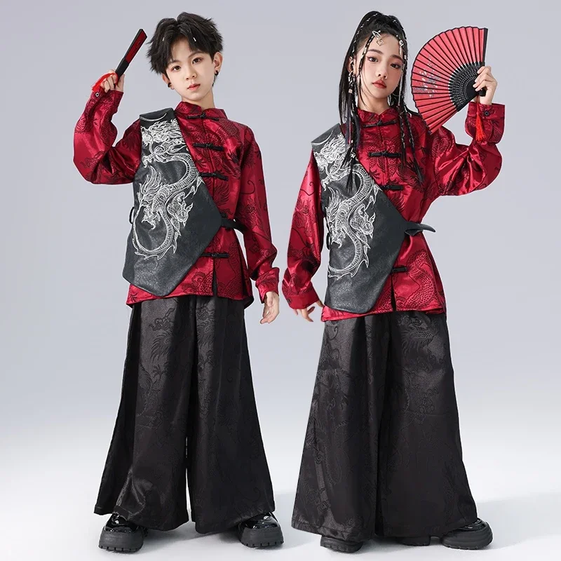 

Children'S Ballroom Dance Clothing Chinese Style Jazz Dance Costume Kids Hip Hop Clothes Boys Girls Kpop Outfit Street