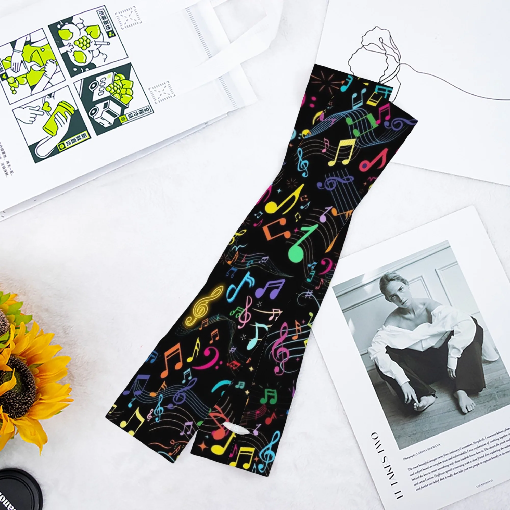 Musical Symbols Novelty Fun Sleeves Unisex Sports Outdoor Fashion Protective Sleeves Suitable for Gardening Golf Cycling Fishing