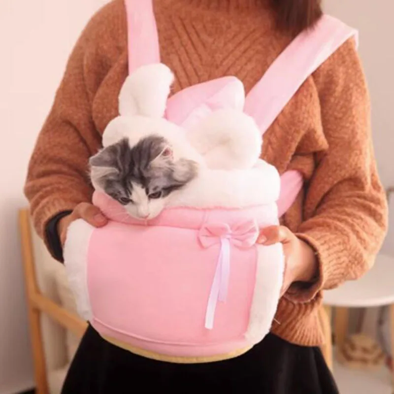 Warm Pet Cat Bag Cute Carry Dog Back Bag Cat nest Plush Travel Chest Breathable Animal Transport Backpack cat accessories