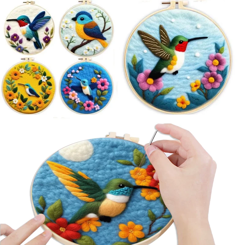 

Funny Needle Felting Kits For Adults Hummingbird Animal Diy Wool Painting Kit Handicraft Art Craft Home Decoration