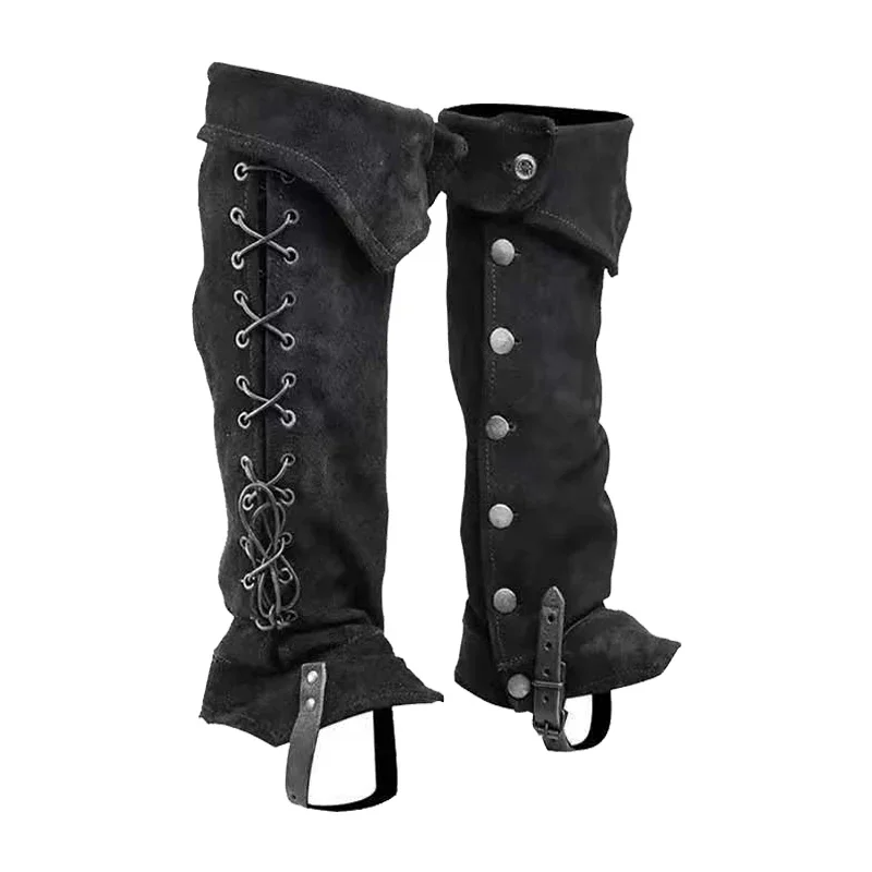 Unisex Medieval Gothic Punk Leg Armor Viking Warrior Knight Bandage Buckle Boots Case Cosplay Shoes Cover Hiking Foot Guard Prop