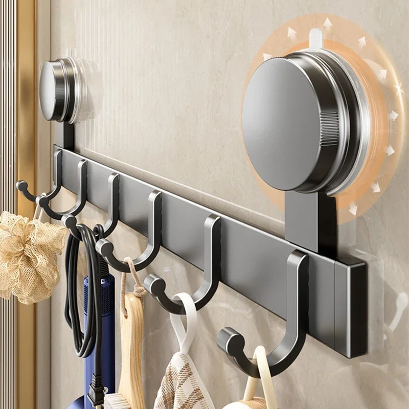 Aluminum Bathroom Suction Cup Hook Kitchen Hook Door Clothes Hook No Drilling
